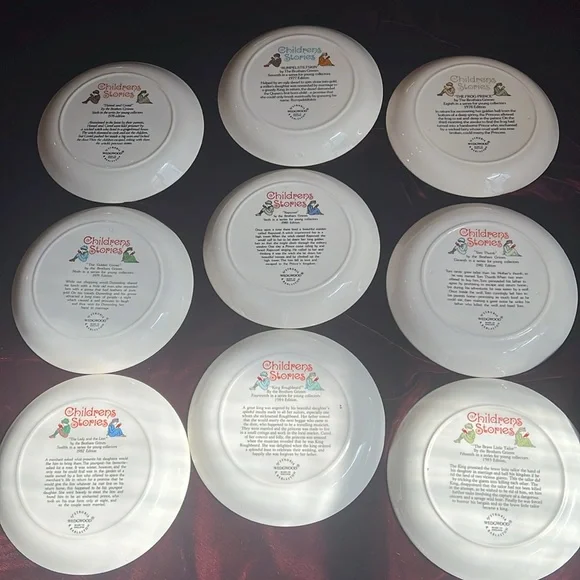 9 Vintage Porcelain Brothers Grimm Fairytails Plates